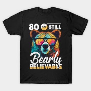 80th Birthday Dad Bear Age 80 Years T-Shirt